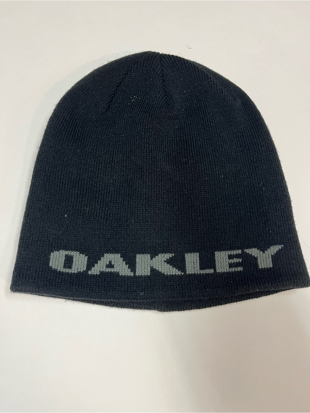 Oakley Black Beanie with Gray Logo Text